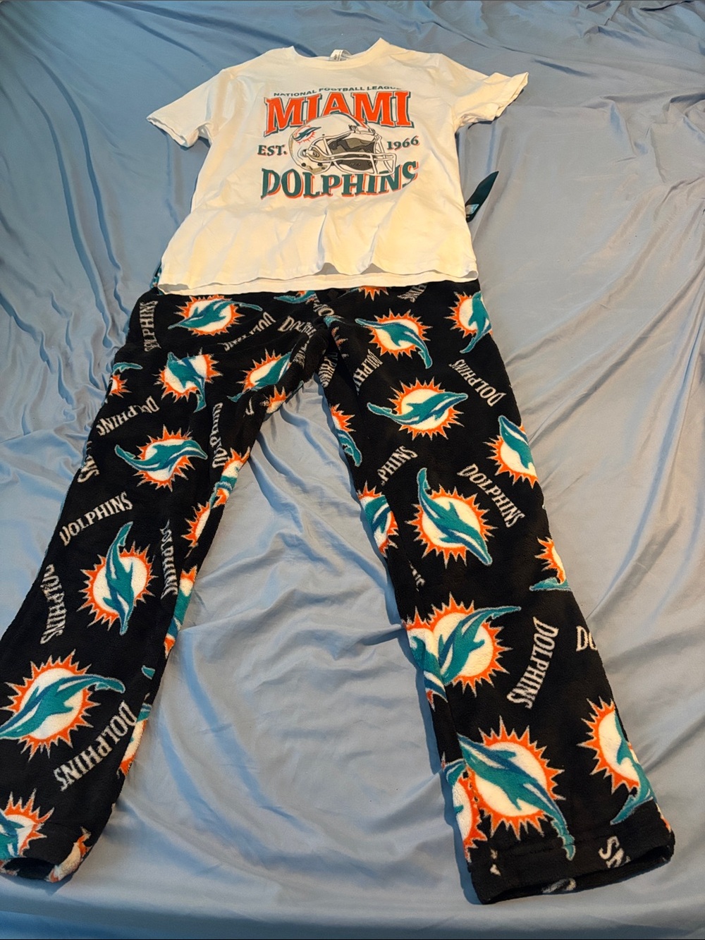 Adult pyjama Set - White Top & Black Logo Pants